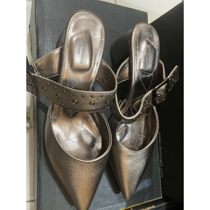 Original New Obermain Sepatu Sandal Heels Silver