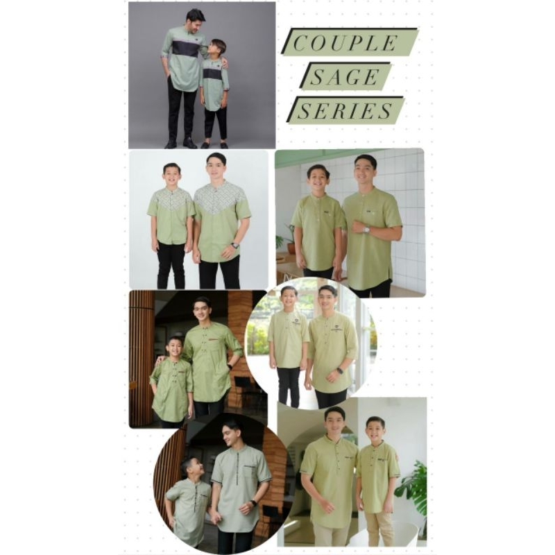 Kurta Pakistan Couple Ayah Dan Anak Sage Green Series