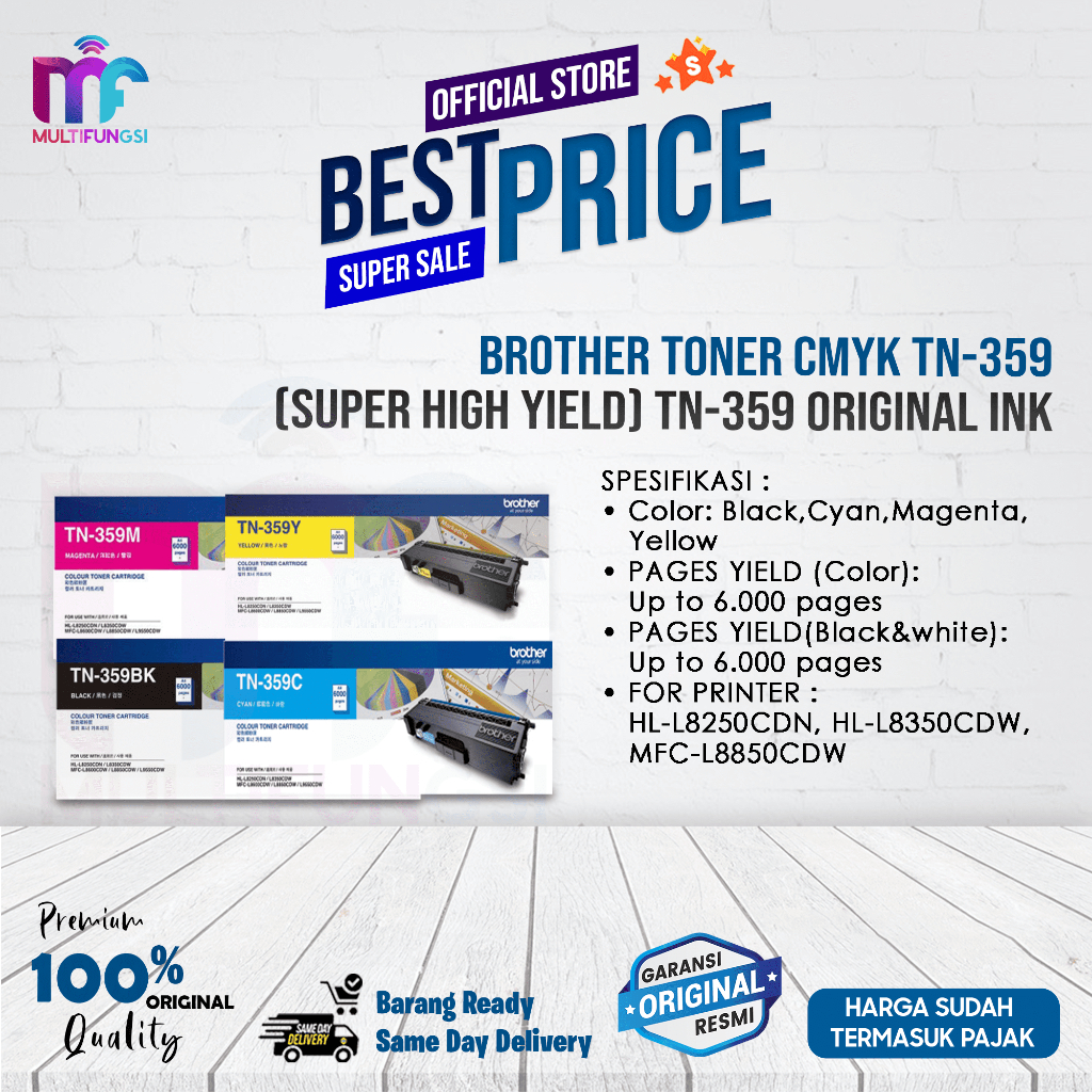Brother Toner TN-359 C/M/Y (Super High Yield) / TN359 Original