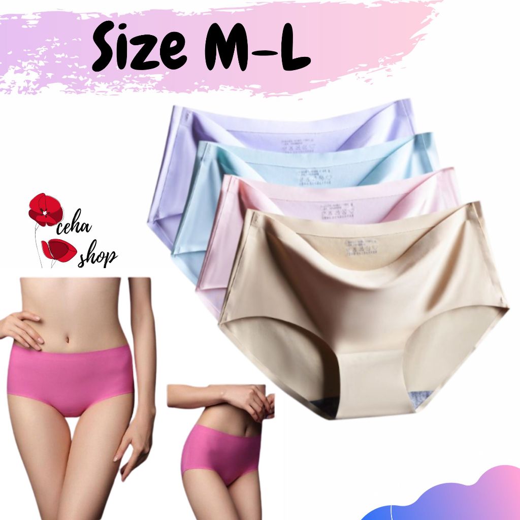 Celana Dalam Wanita seamless polos CD Cewek Halus Satin Import anti ruam Ice Silk CEHASHOP