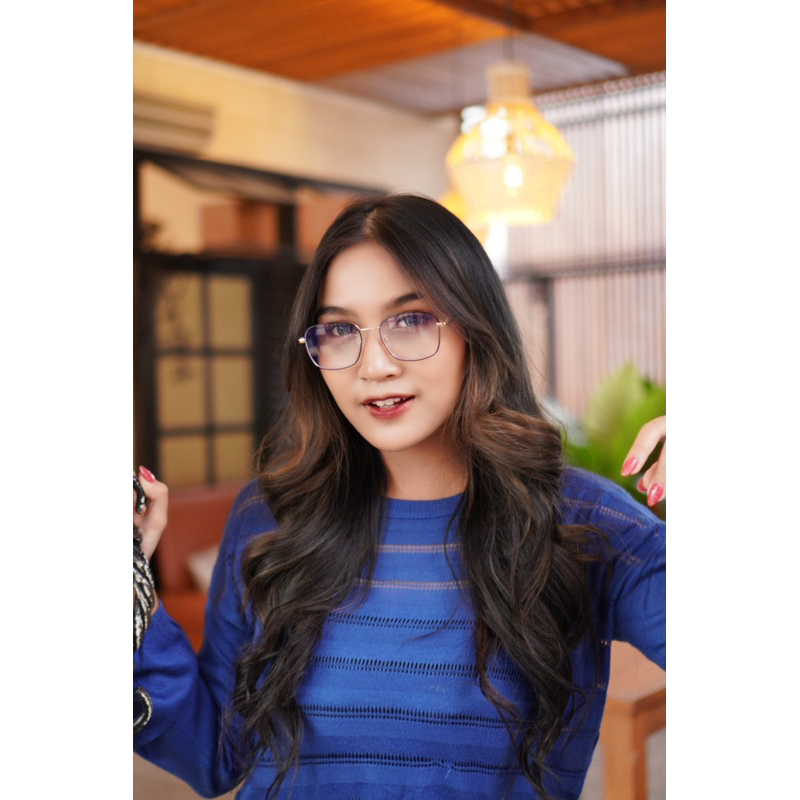 Frame Kacamata Besi Gantung Pria Wanita Minus Anti Radiasi Blueray