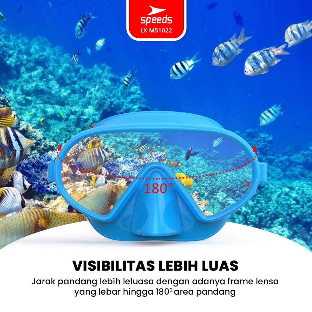 SPEEDS Peralatan Menyelam Anak Remaja Diving Mask Kacamata Selam Snorkel Mask Scuba Mask M51022