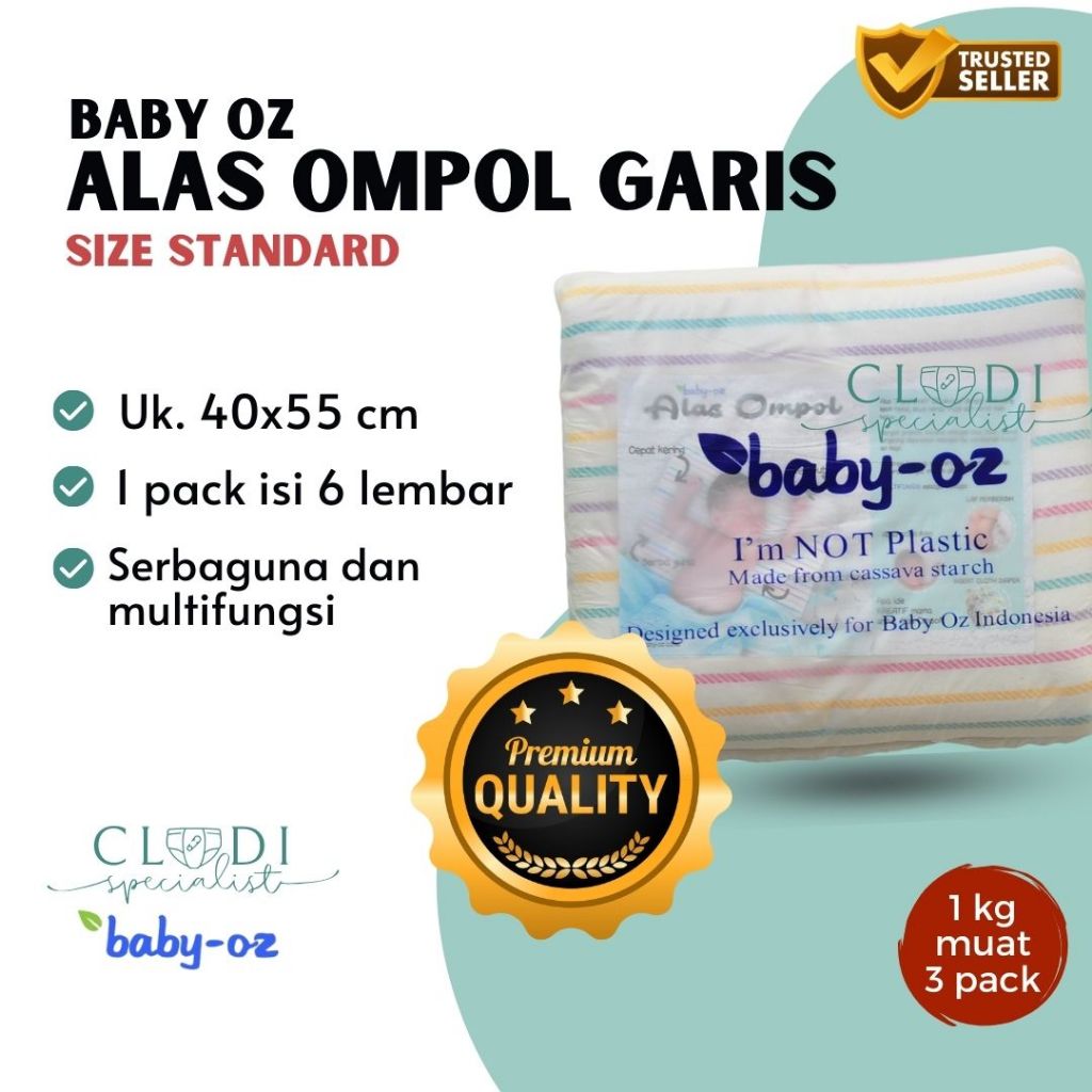 Alas Ompol Baby Oz Garis / Popok Lurik Perlak Pipis Bayi Katun Tebal Kualitas Premium Baby Os