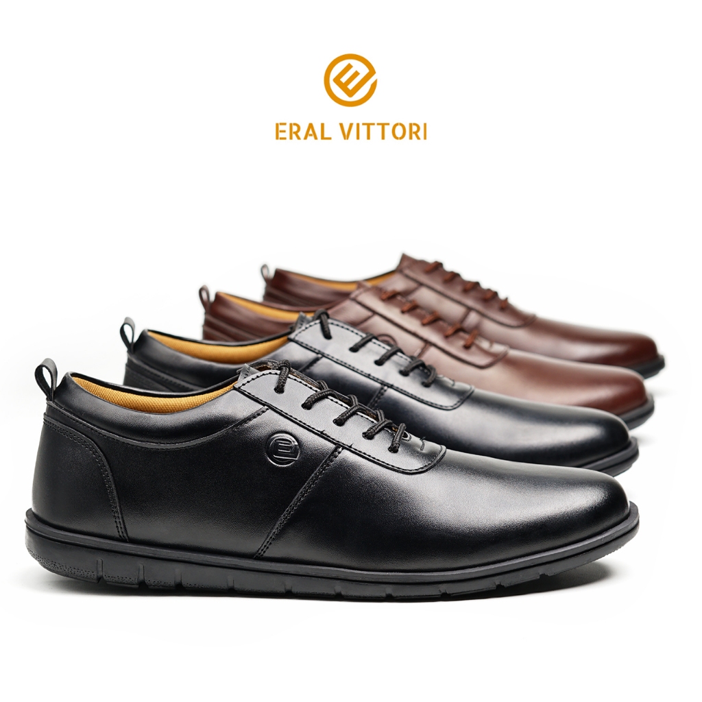Eral Vittori - Gata 1015 Sepatu Pantofel Pria Kerja Kantor Kasual  Formal Tali Hitam