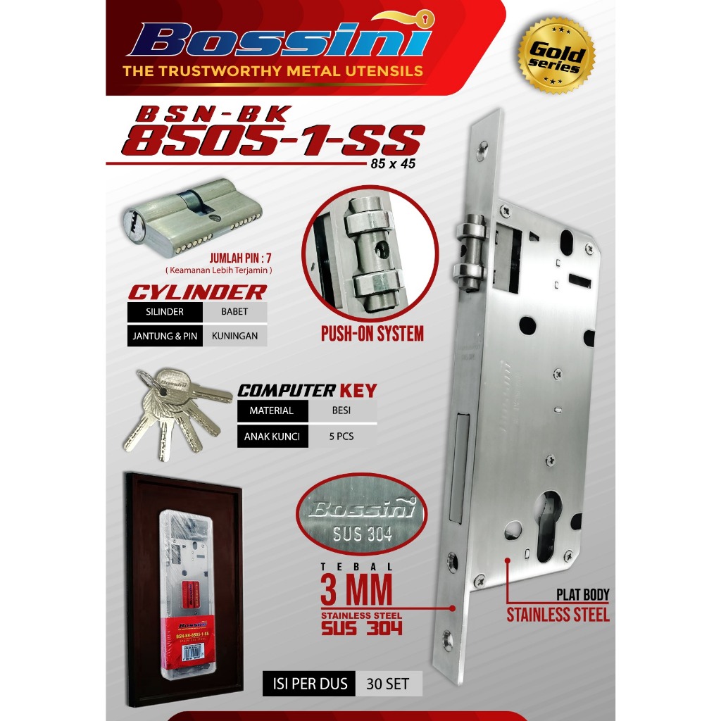 BODY KUNCI PELOR BOSSINI / TARIKAN PINTU DOUBLE BAGUS MANTAP