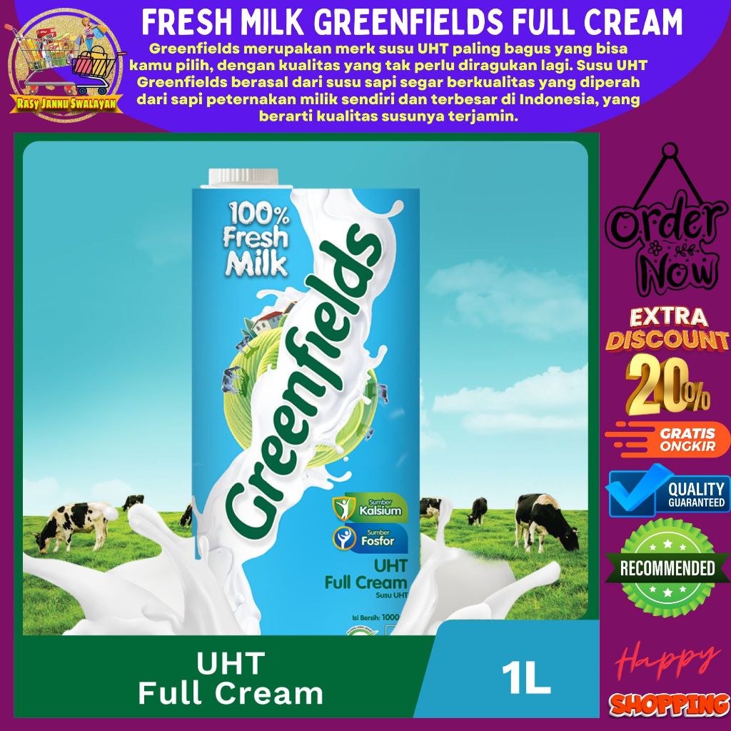 

Susu UHT Greenfields Full Cream 1L (1 Liter) 1000ml