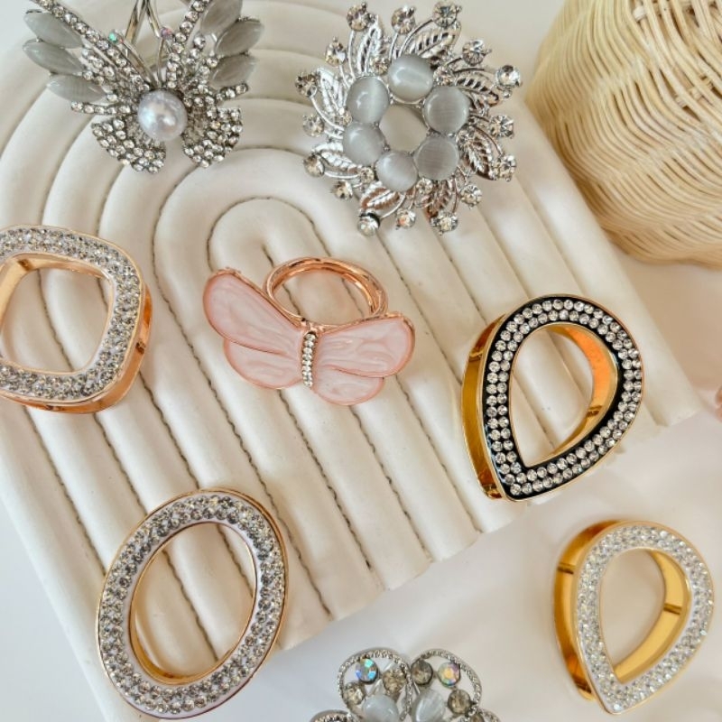 BROS HIJAB RING AKSESORIS MUTIARA CRYSTAL / BROS HIJAB CINCIN RING DIAMOND