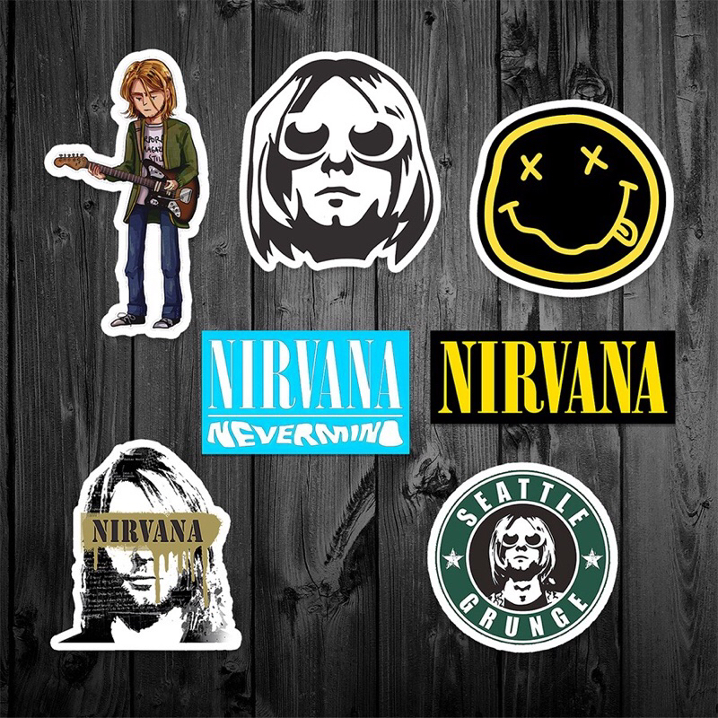 

sticker pack nirvana isi 7 pcs bahan graftac sticker laptop hp lemari kaca helm gitar dll