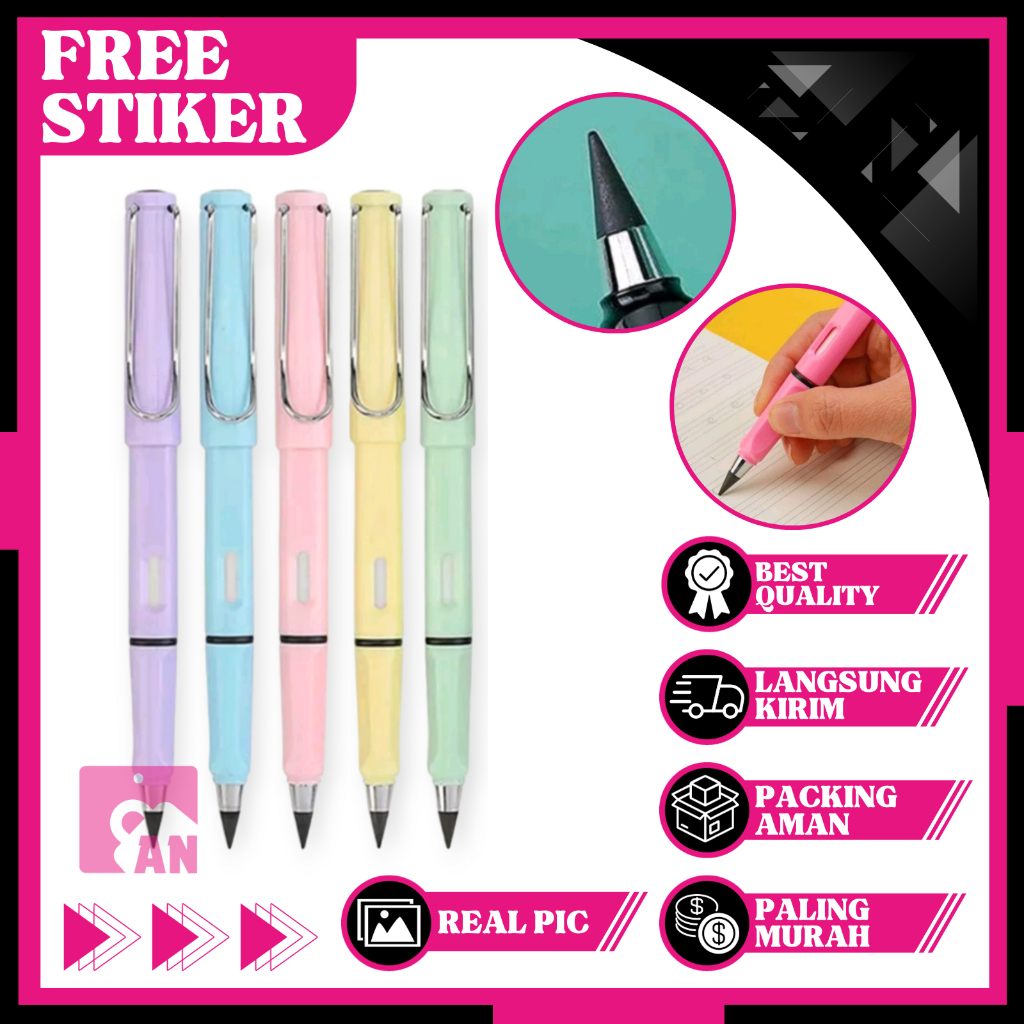 

1PCS Pensil Tanpa Batas Eternal Alat Tulis Pencil Magic Ajaib Abadi Tanpa Isi Peralatan Sekolah Tidak Cepat Habis Unlimited A004