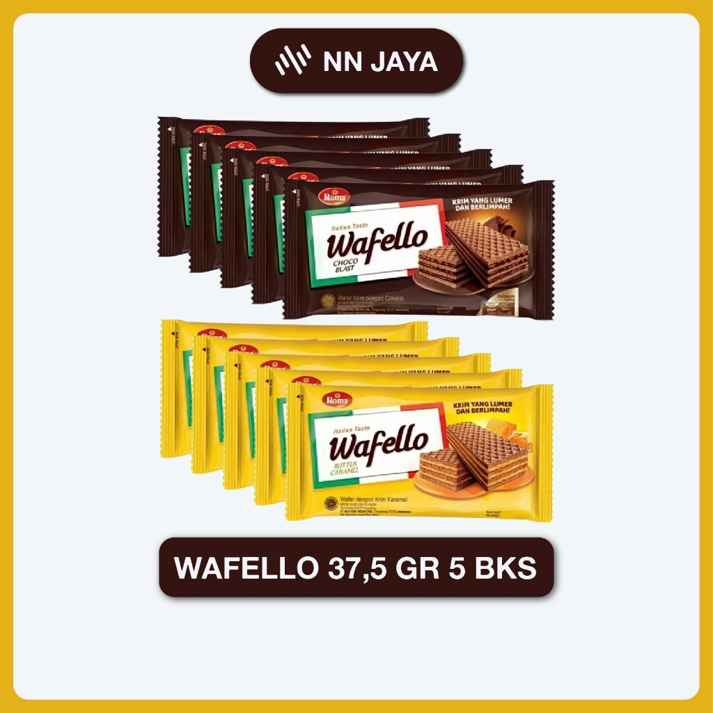 

Wafello Wafer Rasa Coklat dan Caramel 37,5 gr 5 Bungkus