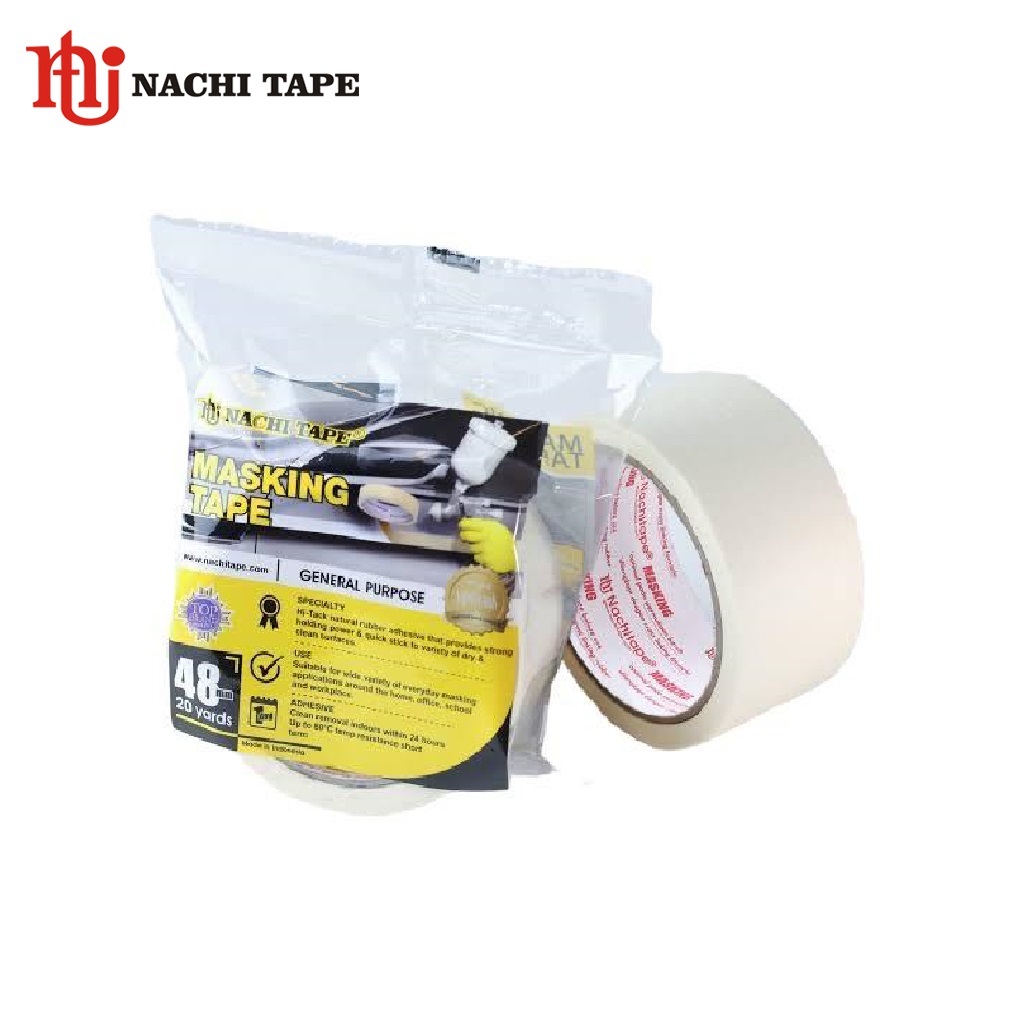 

Nachitape Lakban Kertas / Masking Tape 2 inc / 48 mm x 20 Yard (18m)