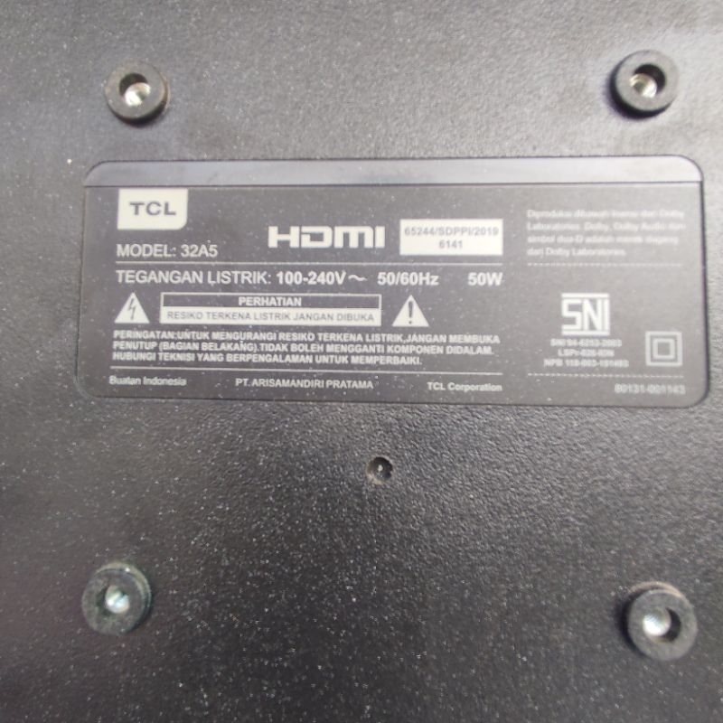 MB MAINBOARD/MESIN TV TCL 32A5 SOKET KECIL +LEBAR  SMART ANDROID TV