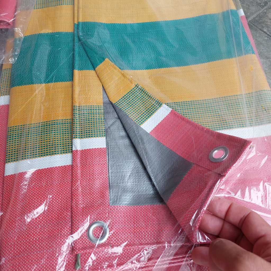 Tenda jadi SAKURA STRIP 2x4m terpal truk tebal strip belang pelangi full press siap jadi