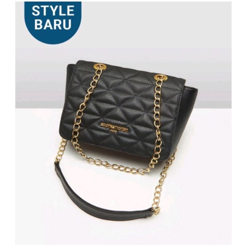 Sophie Martin Tas Noire Quilted  Sling Tas Rantai Tas Selempang Wanita
