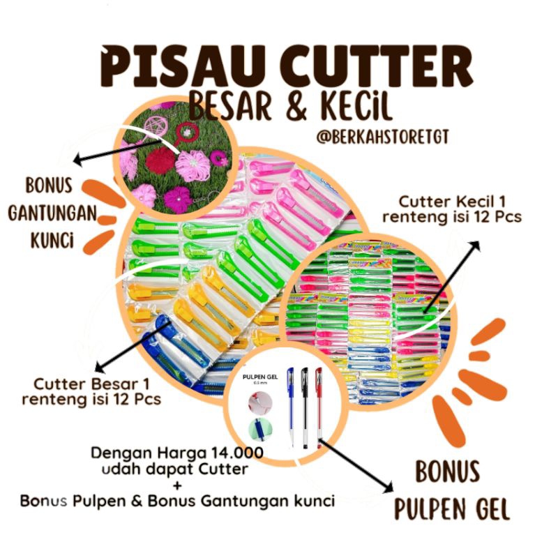 

(12 Pcs) Cutter plastik kecil/besar / pisau cutter pemotong / cutter kecil