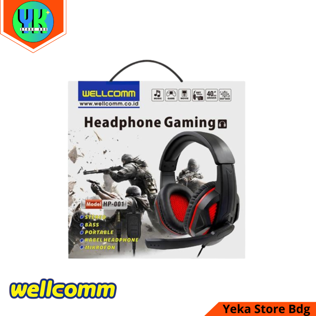 HANDSFREE BANDO + MIC GAMING WELLCOMM HP-001 HEADSET WELLCOMM
