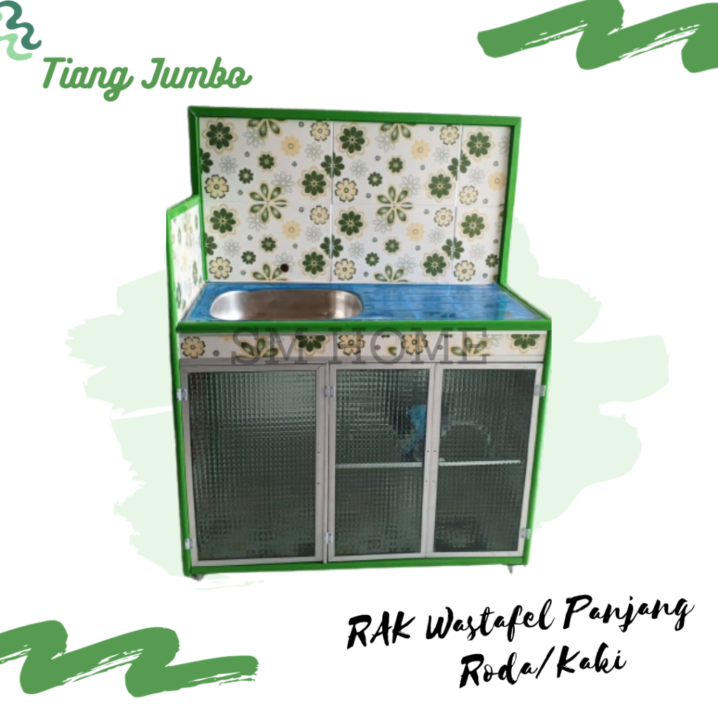 Rak Wastafel Panjang Rak Cuci Piring Aluminium Tiang Jumbo Full Keramik