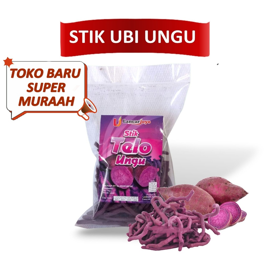 

TERMURAH GROSIR STIK UBI UNGU CEMILAN UBI UNGU ISI 95 GRAM