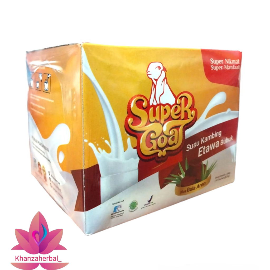 

SUPERGOAT Susu Kambing Etawa Bubuk Plus Gula Aren I Super Goat Per Box isi 10 sachet