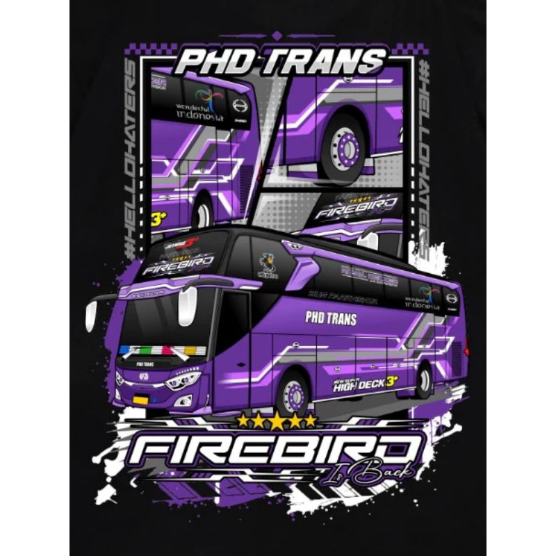 5 stiker bus phd trans firebird , grosir sticker