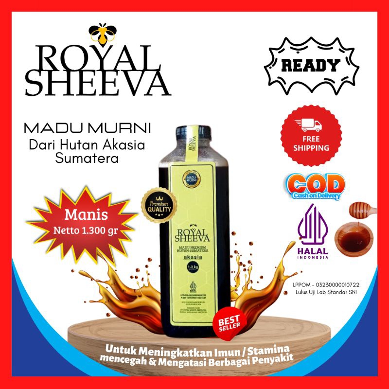 

madu murni royal sheeva dari hutan akasia sumatera 1.300 gr 100% original halaI mui madu premium lulus uji lab