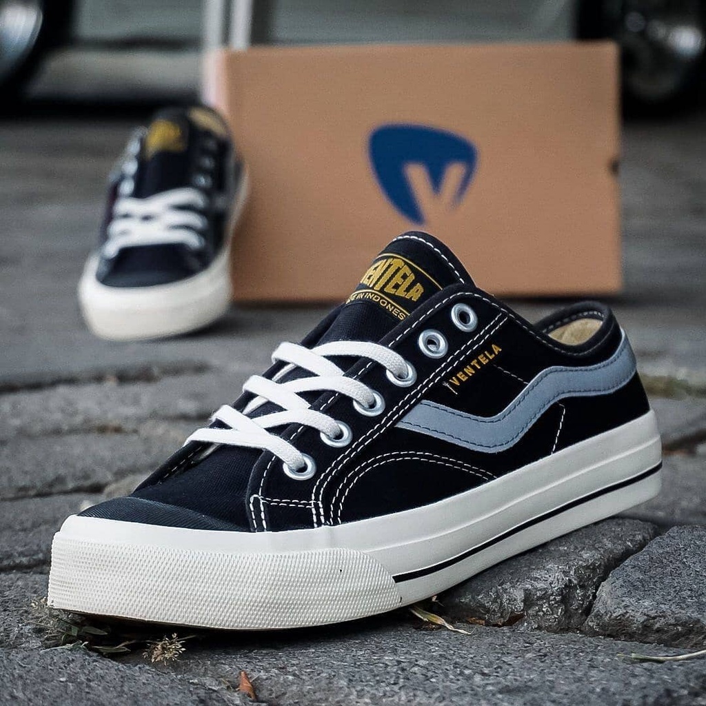 Ventela New Public Low Black Natural Sepatu Ventella Vantela Original Murah 100% Sneakers Pria