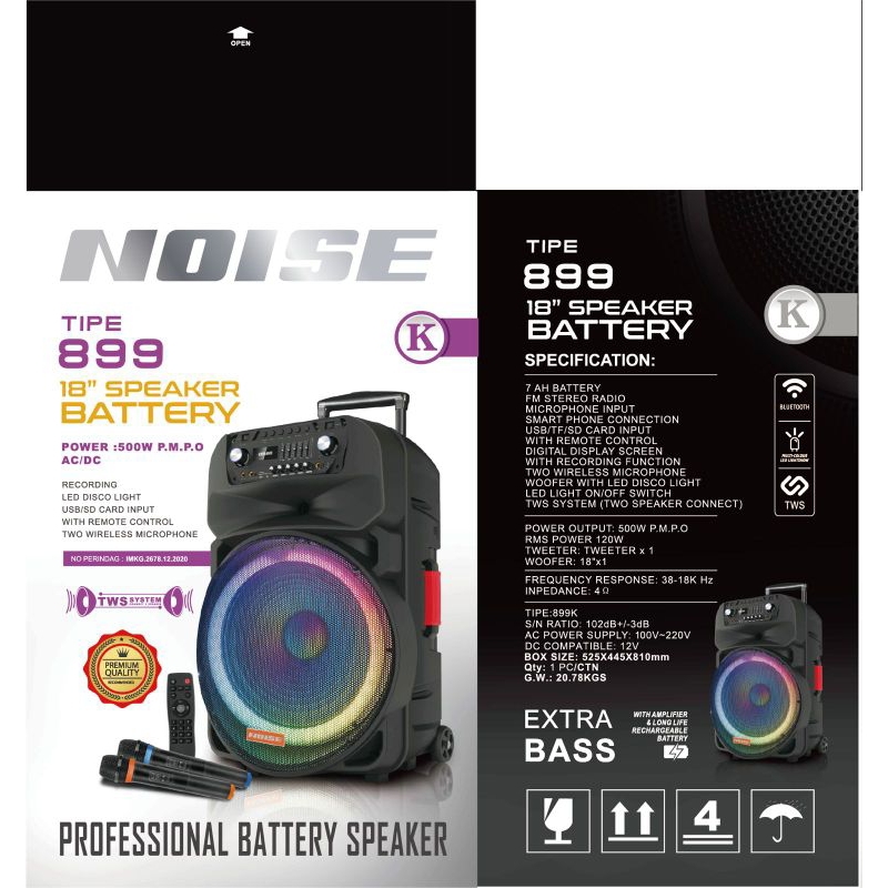 Speaker Portable NOISE 899 K 18 inch