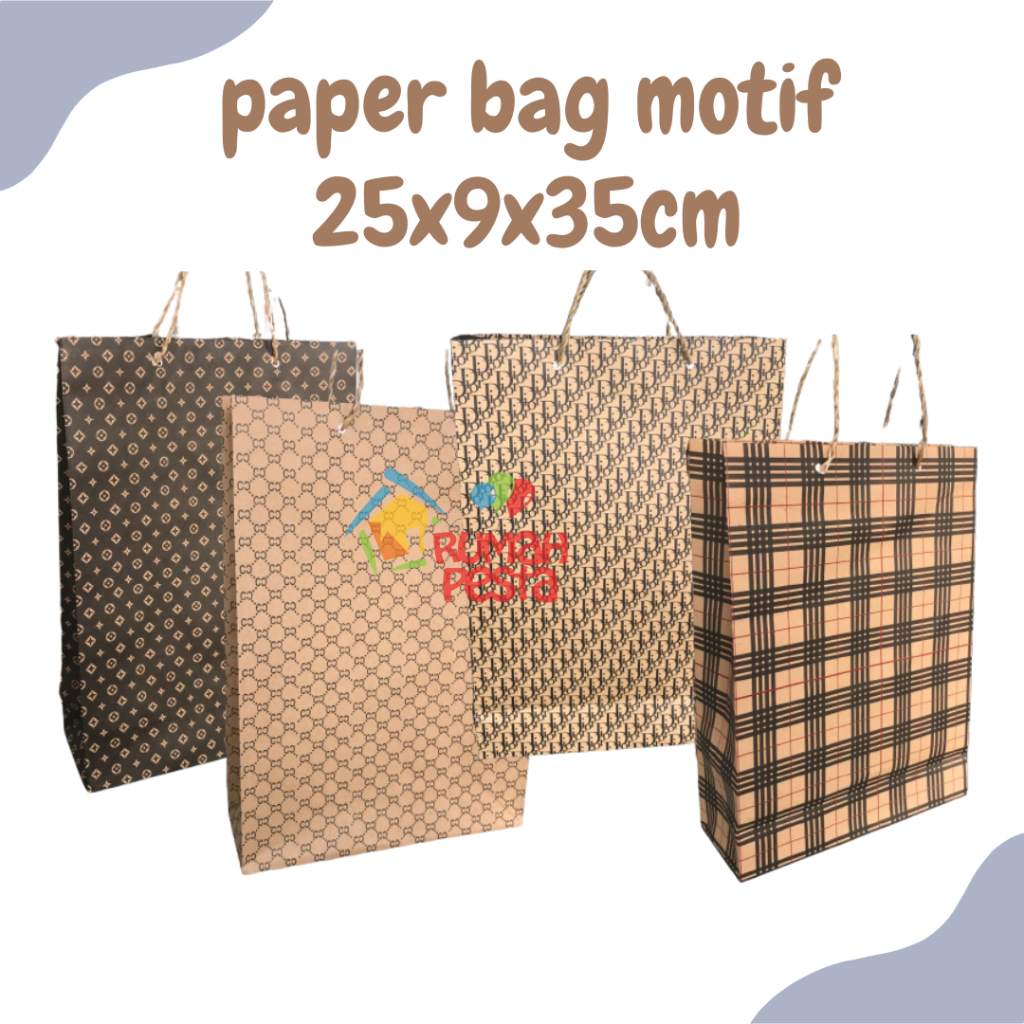 

PAPERBAG / KANTONG KARTON MOTIF UKURAN 25X9X35CM