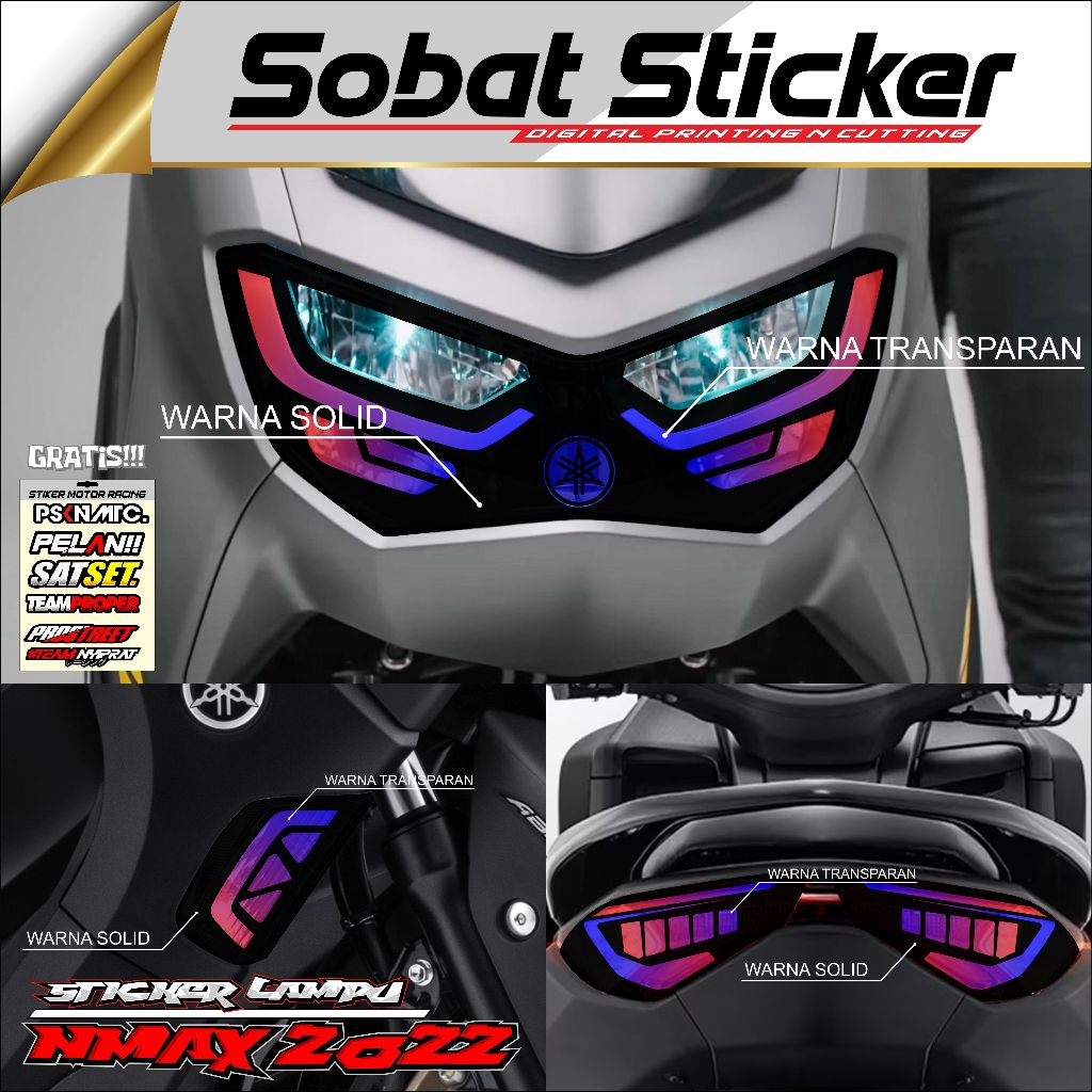 Stiker Lampu NMAX 155 2020 / SB Sobat Stiker / Variasi Lampu Alis Transparan Motor YAMAHA NMAX 155 L