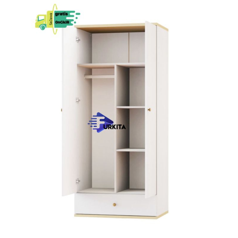 Furkita Lemari Baju Anak Minimalis almari Kayu Cat Duco