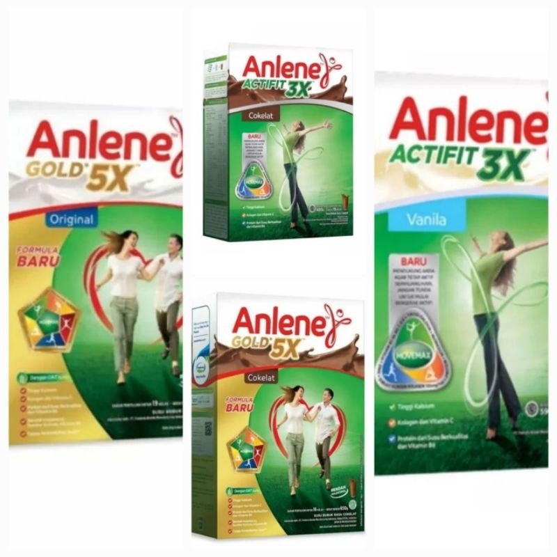 

Susu Anlene Gold 5X,Original Gold 5X,Coklat, Vanilla 3X Actifit,Coklat 3XActifit 590GR