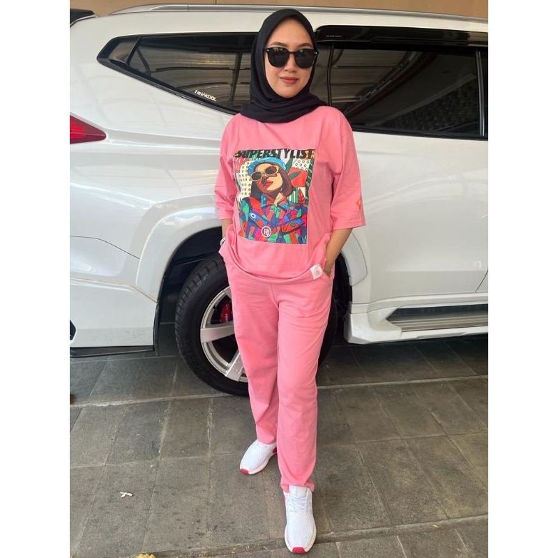 ONE SET WANITA KEKINIAN SETELAN BAJU DEWASA VIRAL BAJU SANTAI