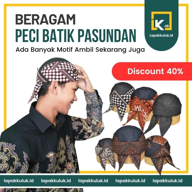 Peci Kopyah Batik Pasundan kain halusan - motif batik cap