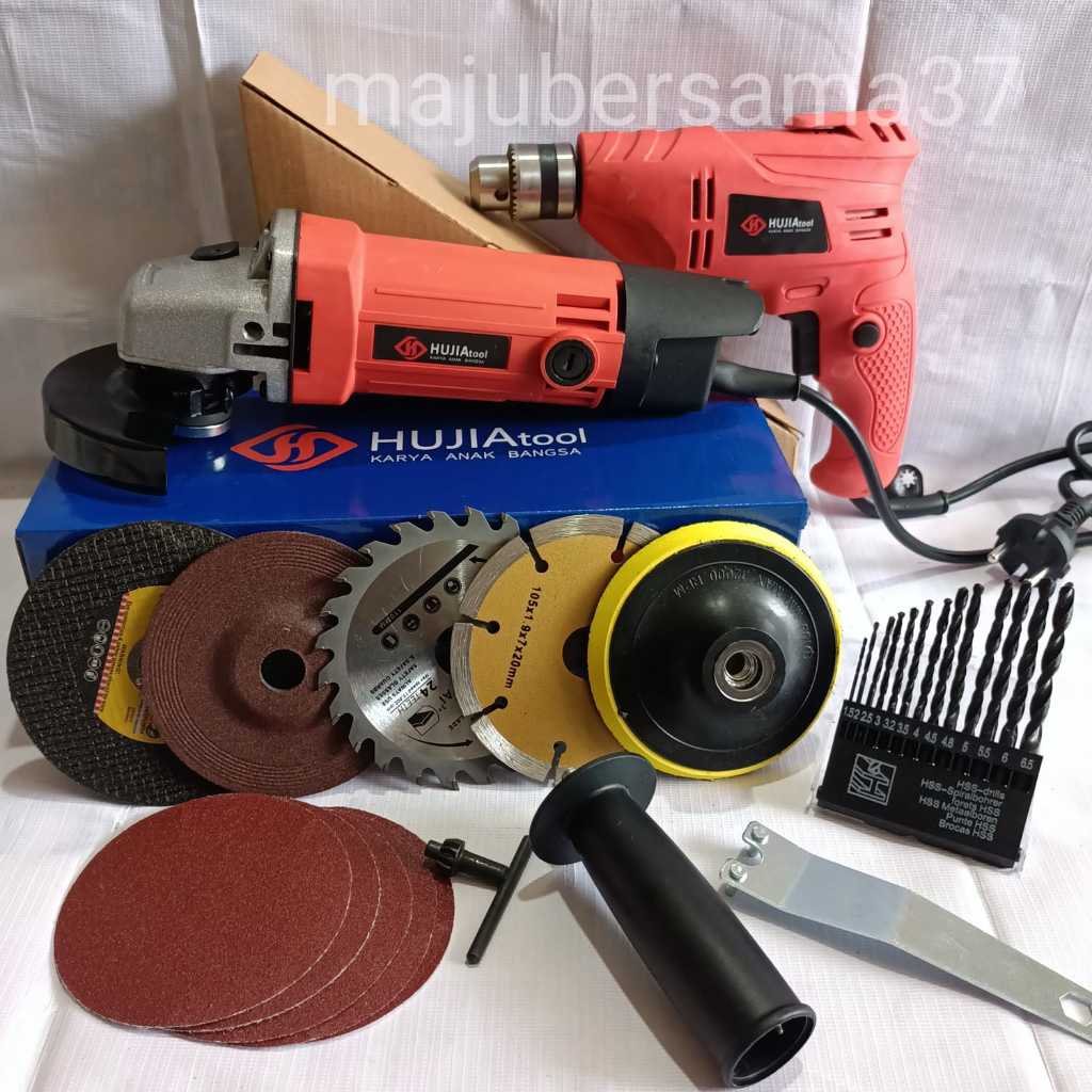 Vr.. Paket mesin bor listrik hujia hb2110 mata bor set 13pc mata gerinda tangan gurinda varian