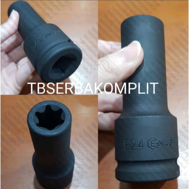 Genius Deep Impact Star Socket Drive 3/4" Size E20 E22 E24 E26 E28 E30 E32 Mata Sok Shock E Bintang 