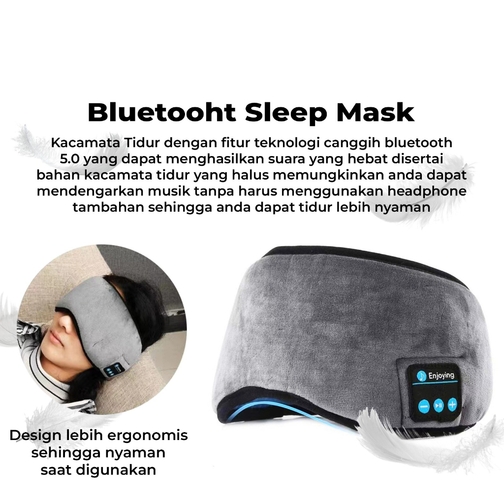 Penutup Mata Bluetooth Pelindungan Sleep Mask Polyester Aman Untuk Travel Dan Tidur Termurah