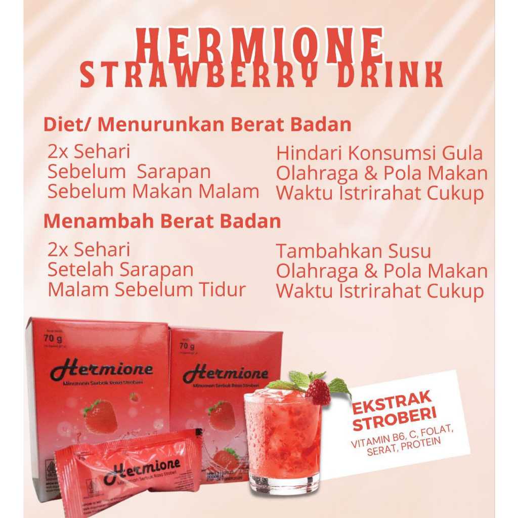 Hermione Collagen Drink - Collagen Drink Strawberry - Strawberry Collagen Drink