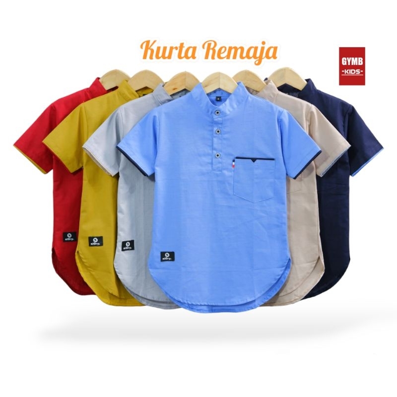 Pakaian Baju Muslim Atasan Kemeja Koko Kurta Anak Laki Cowok 11 12 13 14 15 Tahun Katun Sigaret Warn