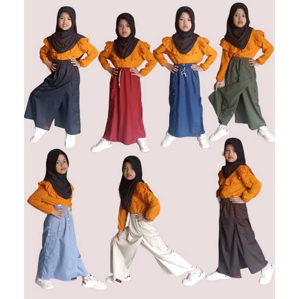 Rok celana anak muslimah bahan tebal/rok anak panjang terbaru/rokcel anak drill/rok anak bahan katun