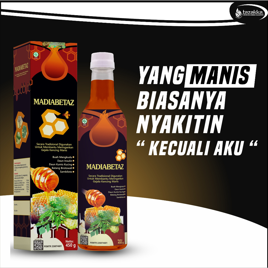 

Madu Herbal Kencing Manis Diabetes Madiabetaz Tazakka sudah BPOM dan Original isi 450gram