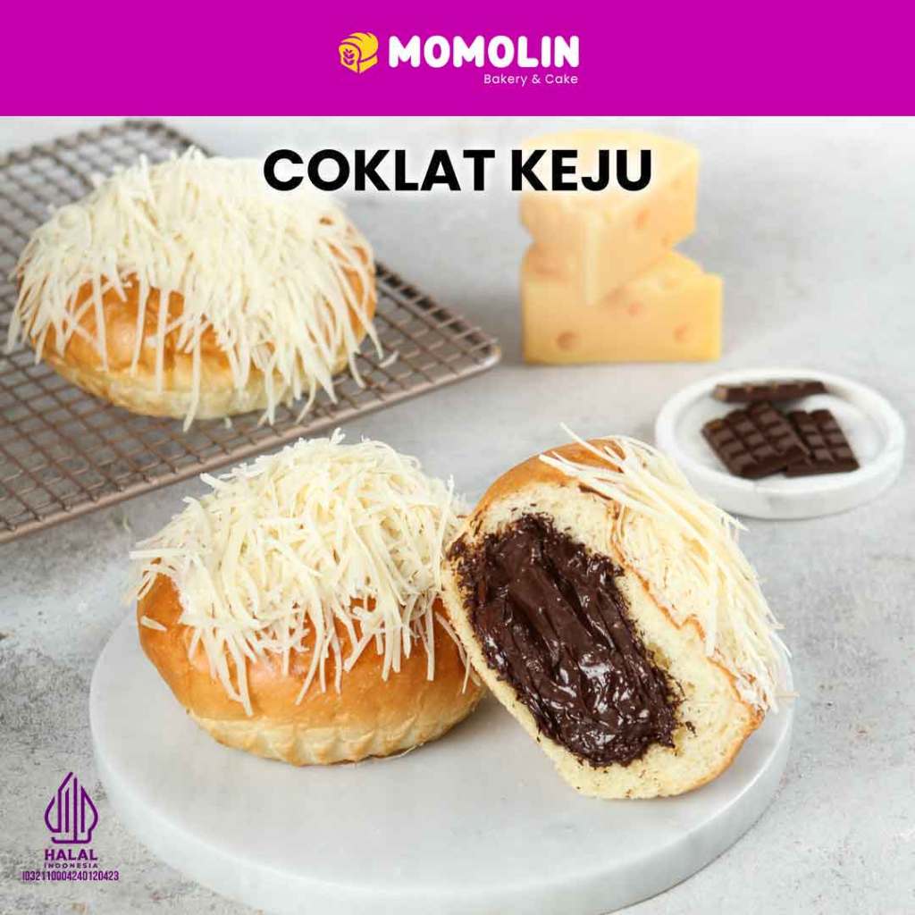 

Momolin Bakery Roti Coklat Keju | Roti Manis | Roti Isi