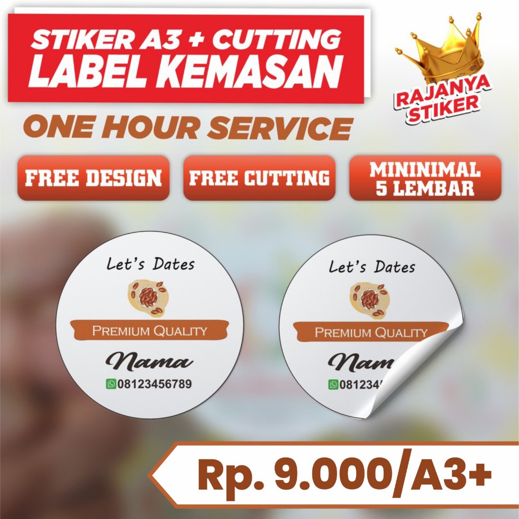 

1a cetak stiker label cromo kromo murah makanan kotak segel bulat free cutting