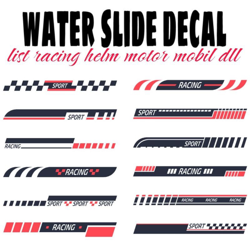 

Cetak water slide decal list racing motor helm dan lain lain