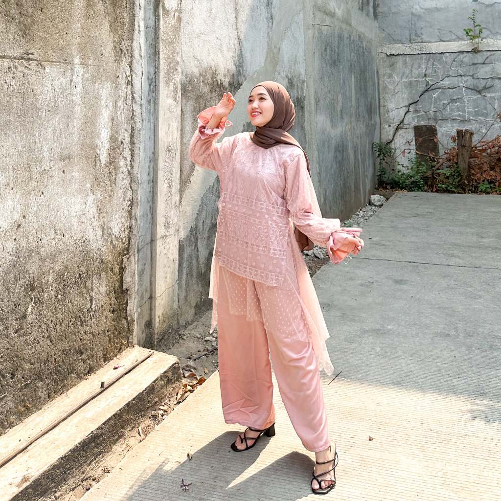 Joley Cloth -Zoya Brucat One Set Baju Dan Celana Pesta Kondangan Terbaru Wanita Setelan Lembut Wudhu