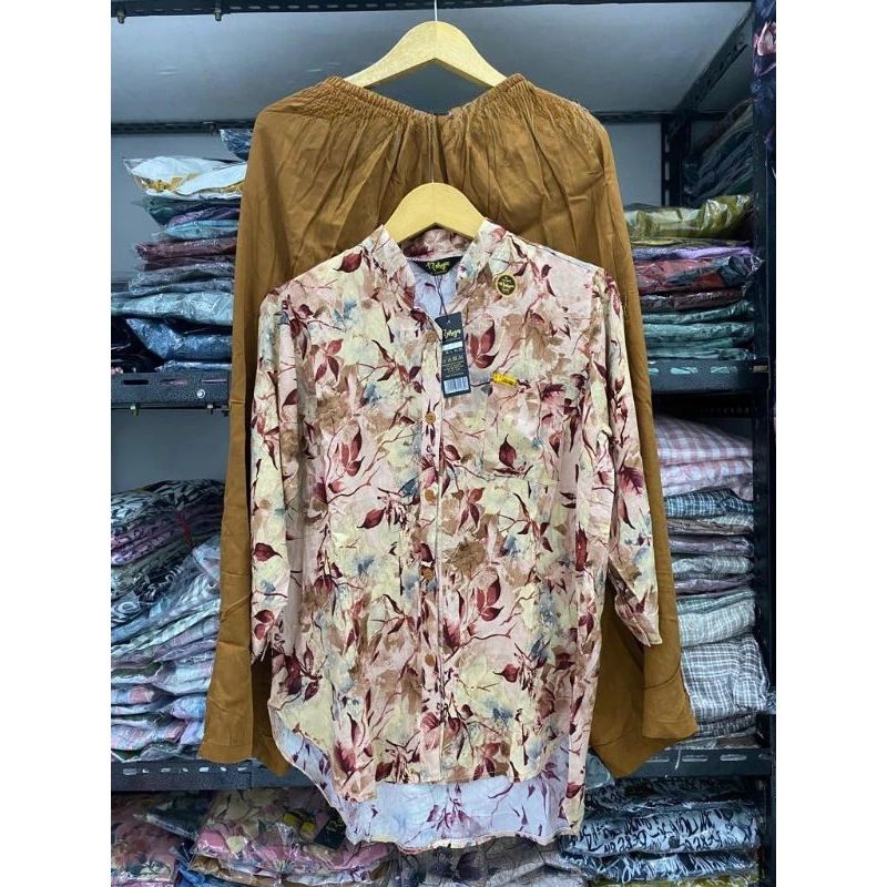 SETELAN BAJU CELANA WANITA JUMBO MOTIF BUNGA TERBARU