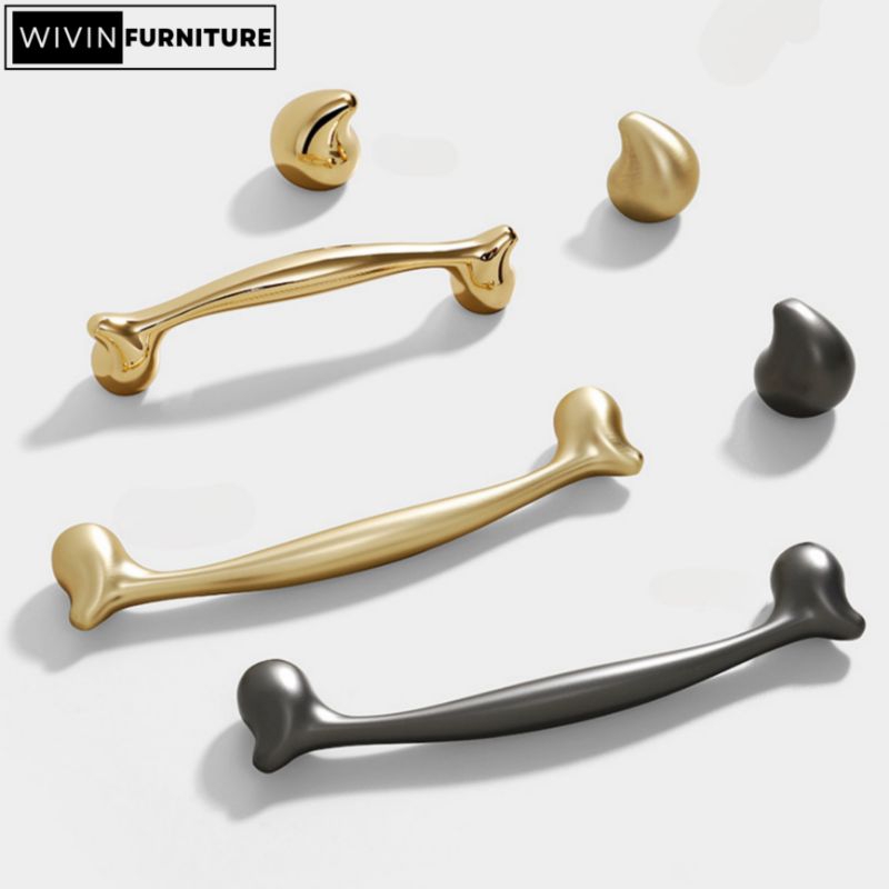 W-47 Handle Lemari Warna Gold Grey Tarikan Laci Pegangan Pintu Lemari Aksesoris Furniture