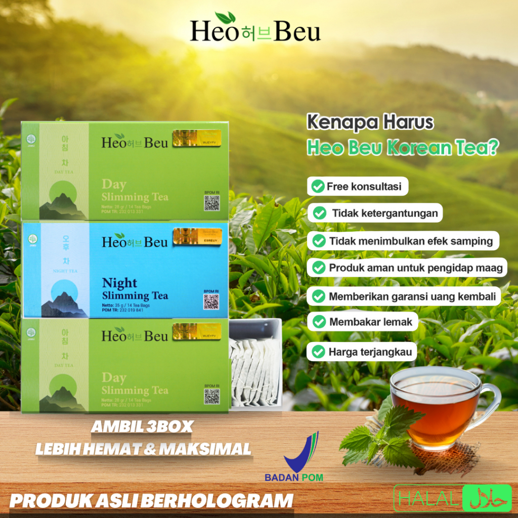 

Teh Pelangsing HeoBeu Slimming Tea Day Dan Night Teh Diet Pelangsing Badan Cepat Dan Ampuh