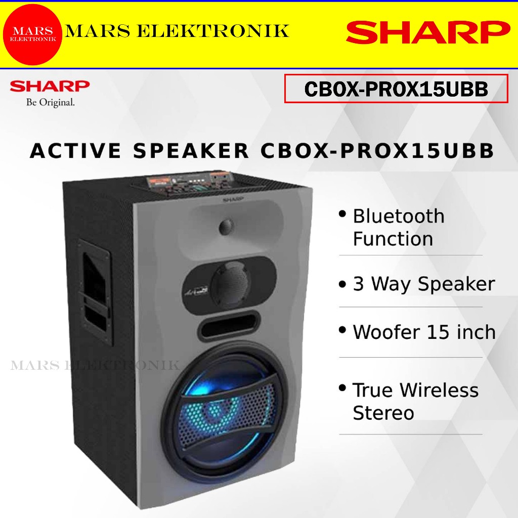 SPEAKER SHARP ACTIVE CBOX-PRO15UBB / CBOX-PROX15UBB ( NEW ) - BIG WOOFER 15" -  BLUETOOTH - CBOX PRO / PRO X 15 UBB - READY