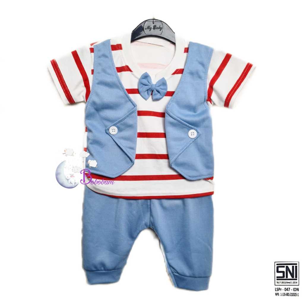 BOBOBAM BAJU BAYI LAKI LAKI SETELAN ANAK COWO LUCU STELAN COWOK 6 12 BULAN KEREN TRENDY KEKINIAN ROMPI STRIP