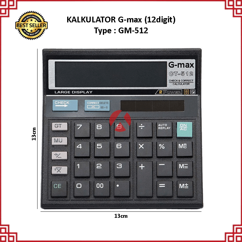 

AKN KALKULATOR G-max GM-512 12Digit ANGKA / CALCULATOR DIGITAL